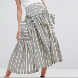 ASOS midi skirt in gray stripe